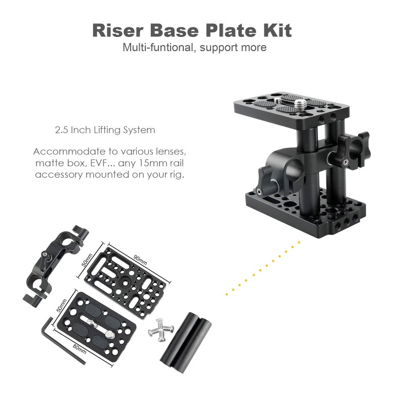 NICEYRIG 15mm Shoulder Pad Rig Support System with Riser Base Plate Mount, 15mm Rod and Rod Rail Handle Kit Universal for DSLR Camera, Mirrorless Camera - 173 - Image 4